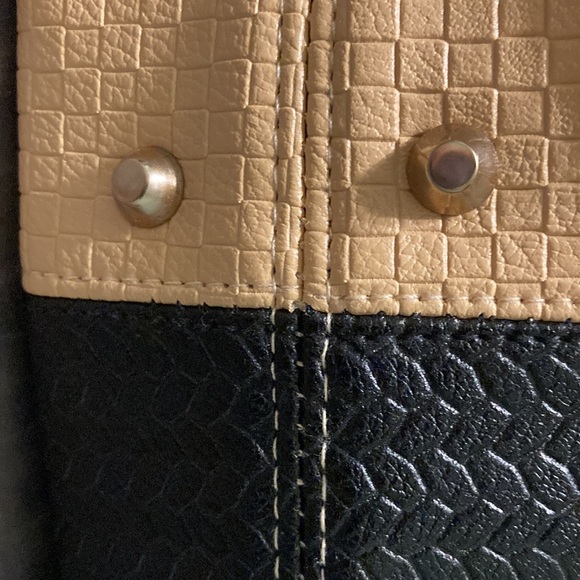 NEW NWOT Color Block Handbag Purse Textured Croc Alligator Orange, Black, Beige - Picture 4 of 15